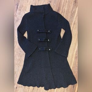 Prada Black Women’s Ribbed Wool knit Duffel Coat Cardigan